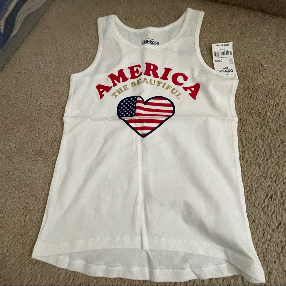 OshKosh B'gosh White Tank Top with American Flag Heart